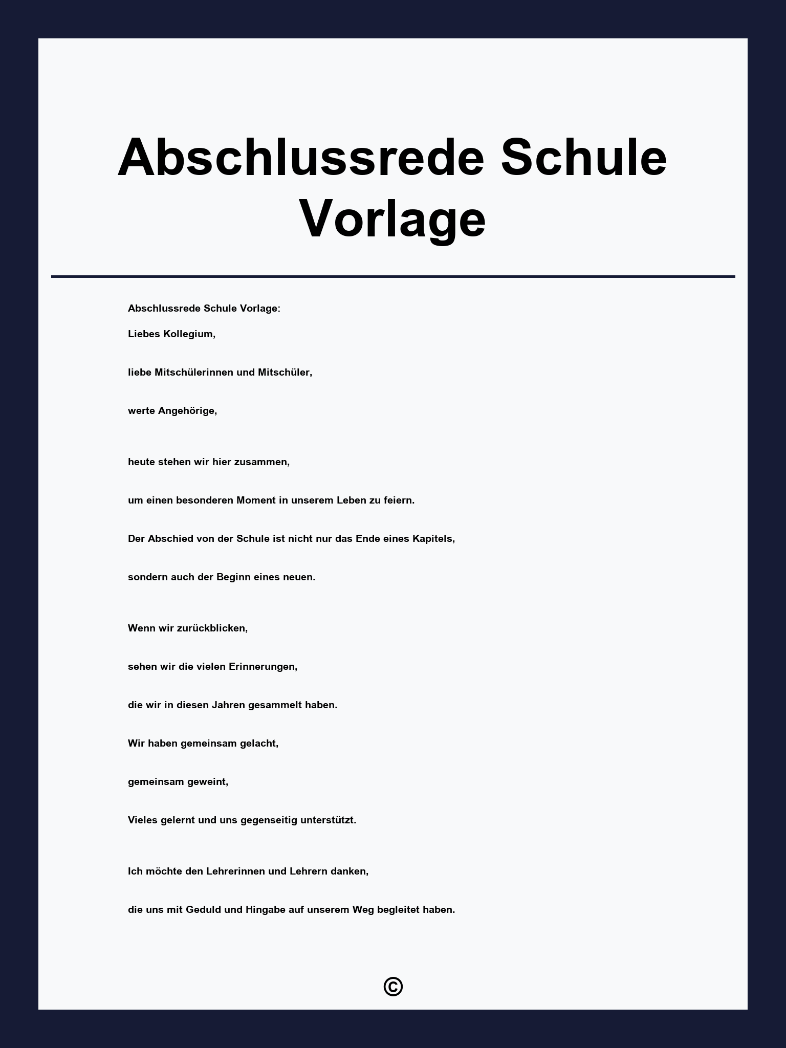 Abschlussrede Schule Vorlage