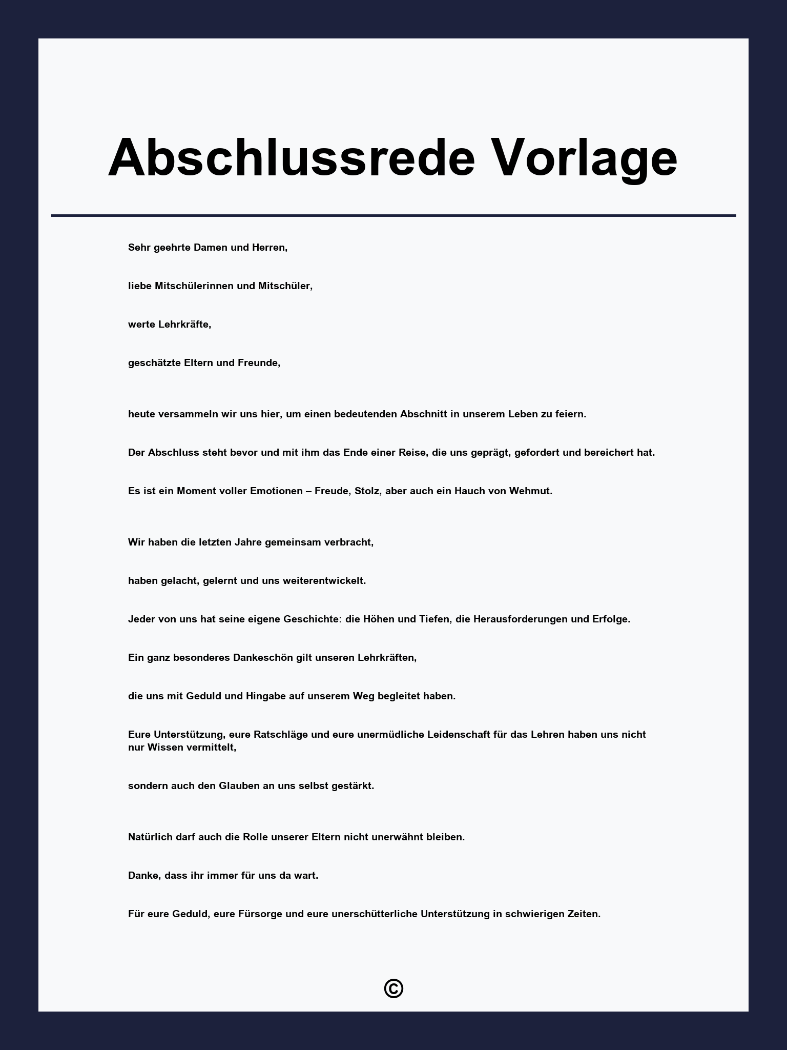 Abschlussrede Vorlage