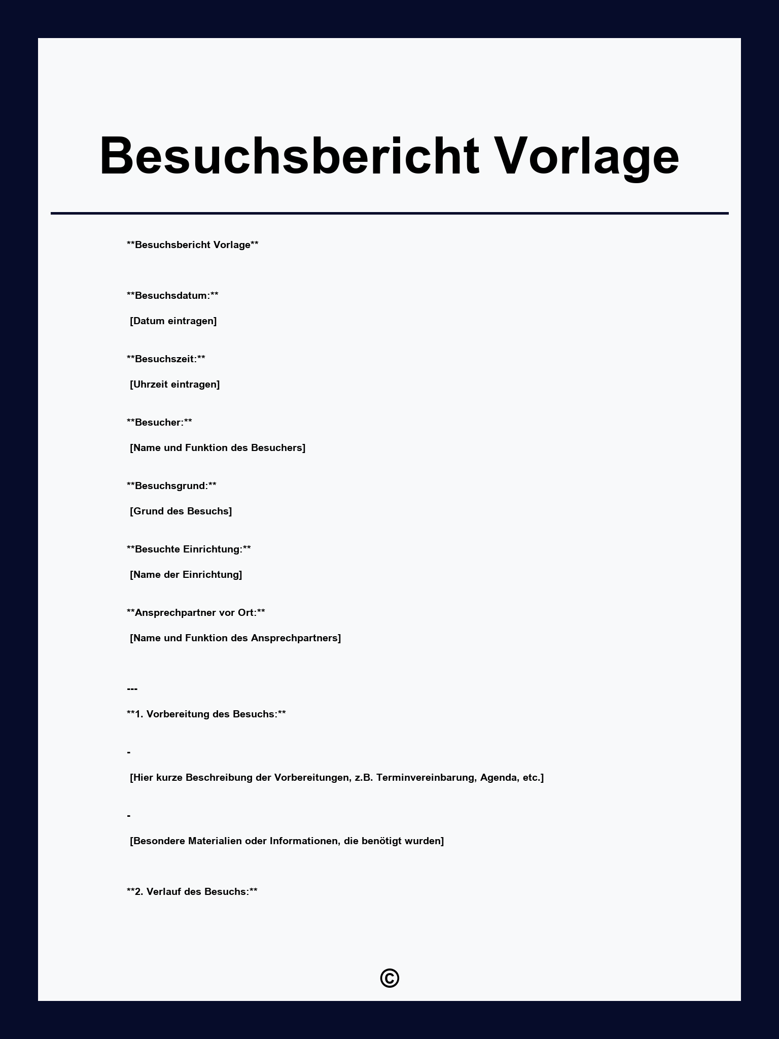 Besuchsbericht Vorlage