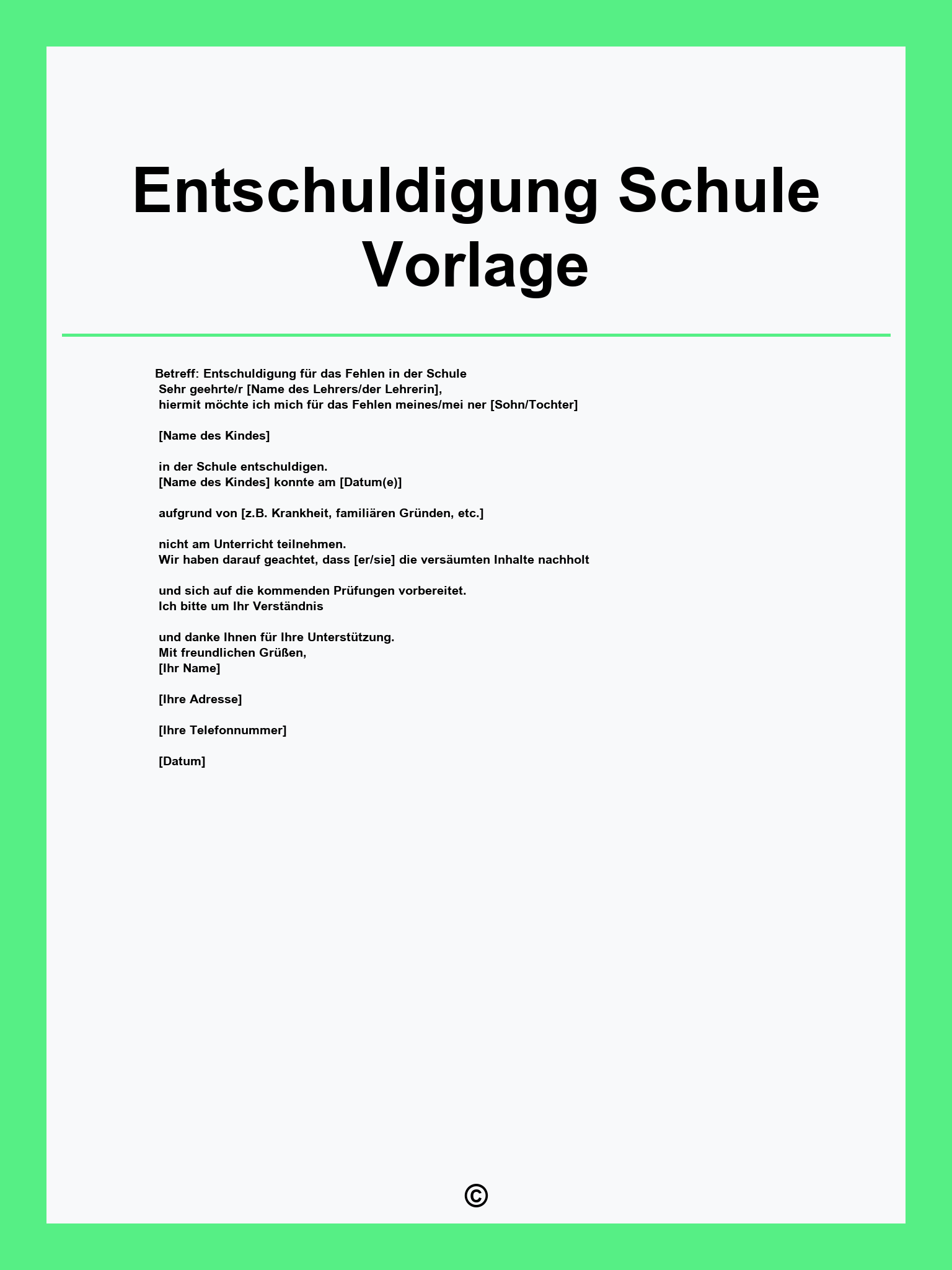 Entschuldigung Schule Vorlage
