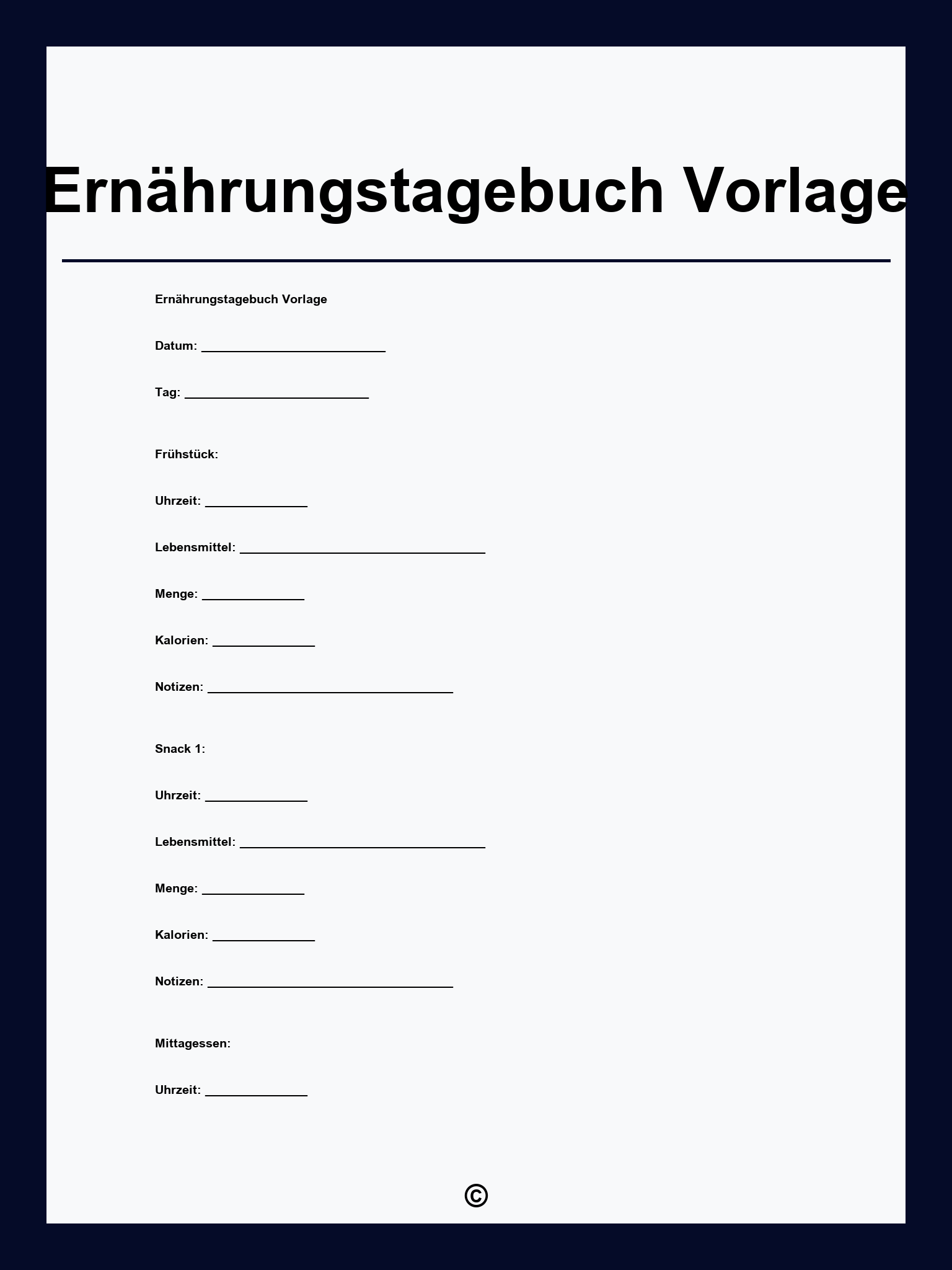 Ernährungstagebuch Vorlage