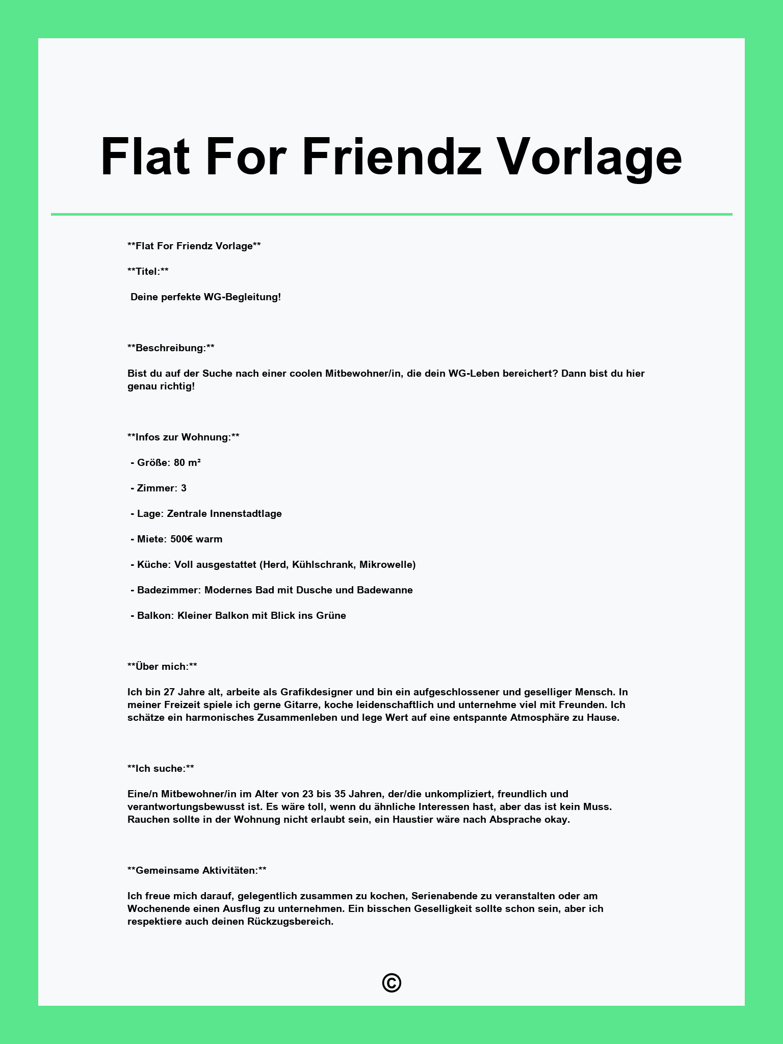 Flat For Friendz Vorlage