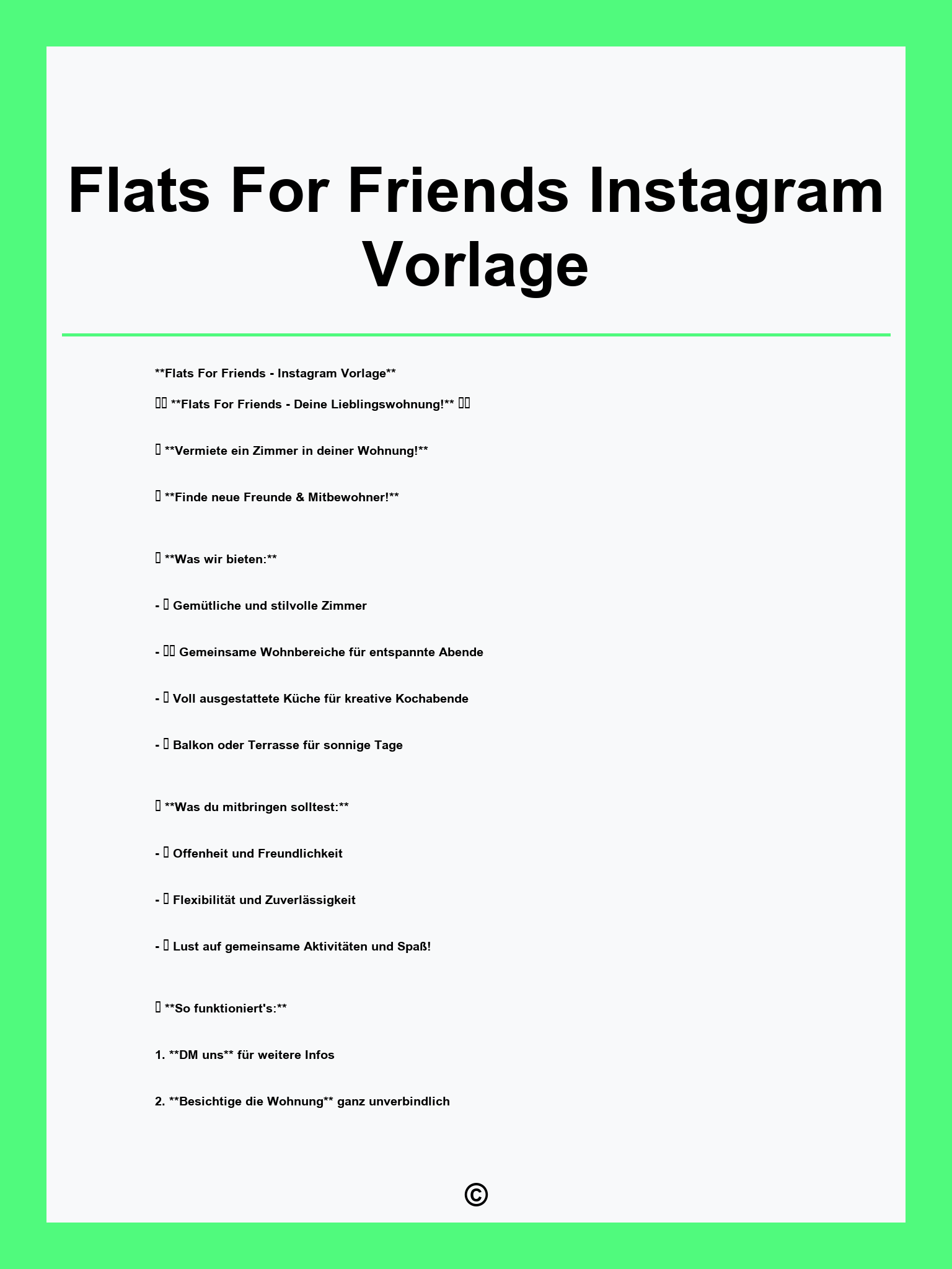 Flats For Friends Instagram Vorlage