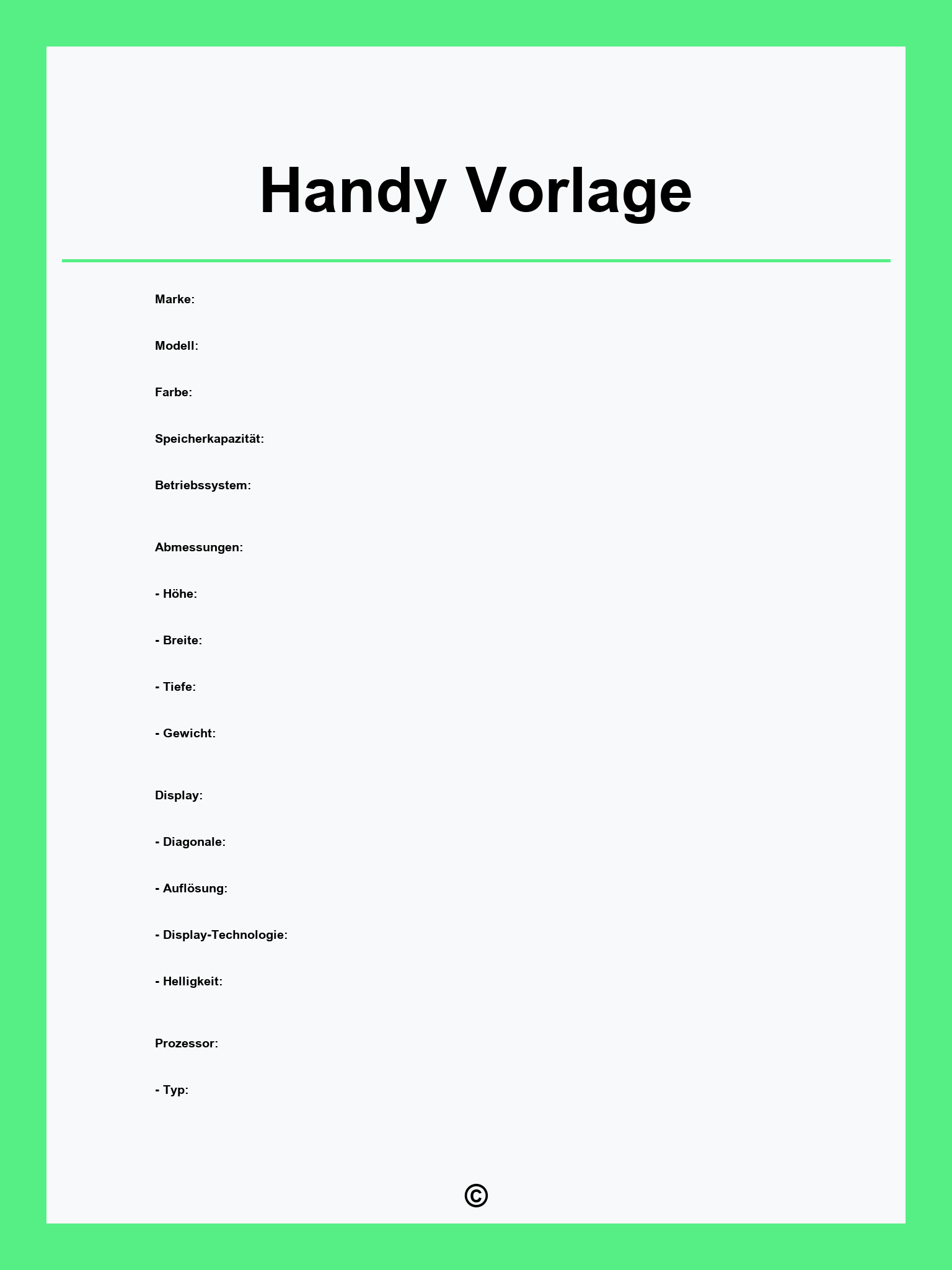 Handy Vorlage