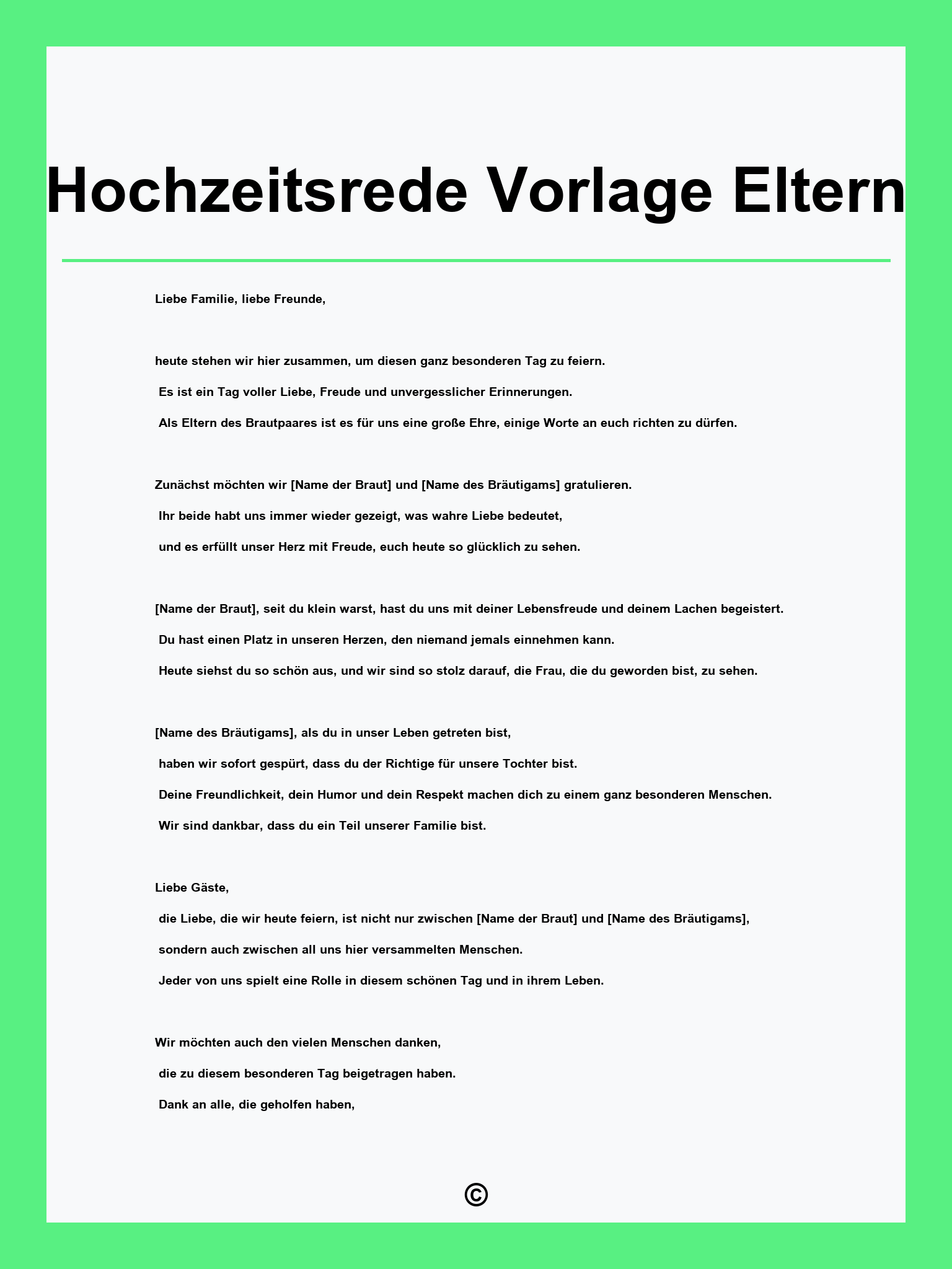 Hochzeitsrede Vorlage Eltern
