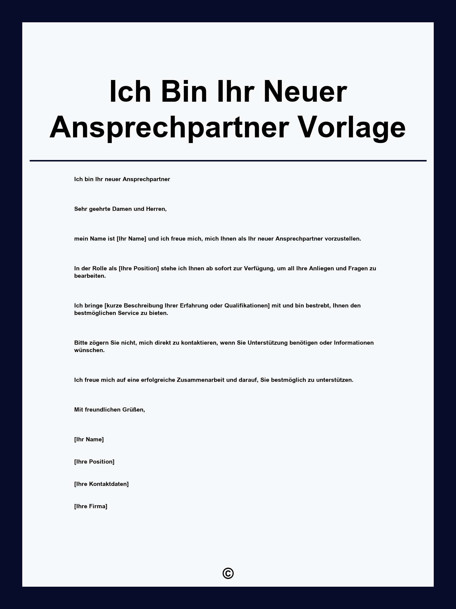 Ich Bin Ihr Neuer Ansprechpartner Vorlage