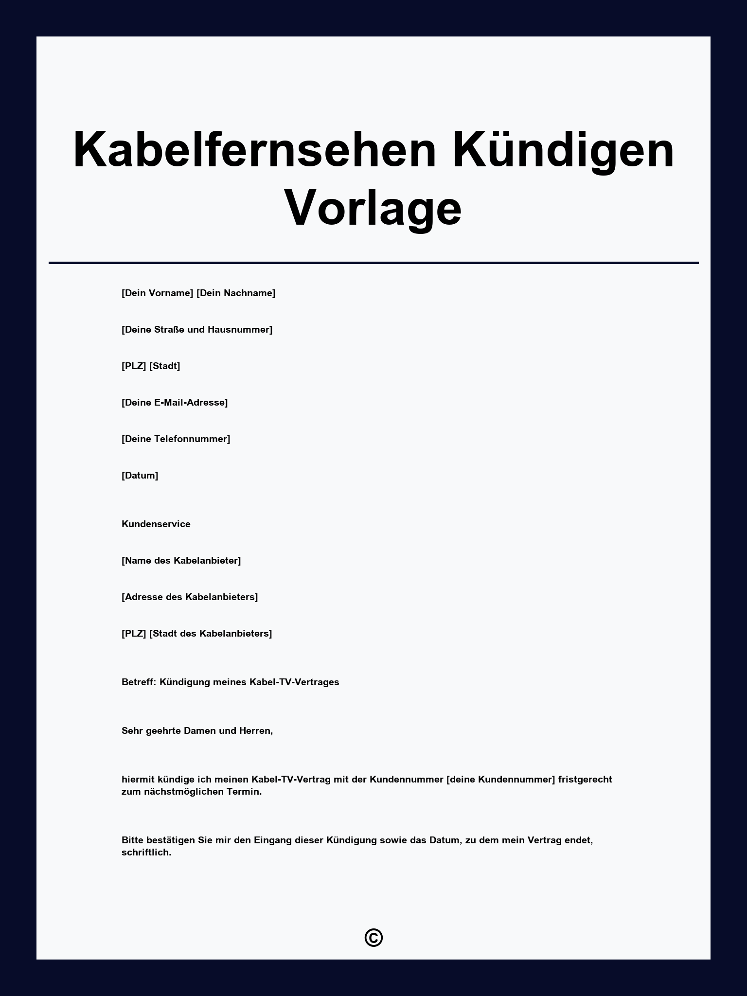 Kabelfernsehen Kündigen Vorlage