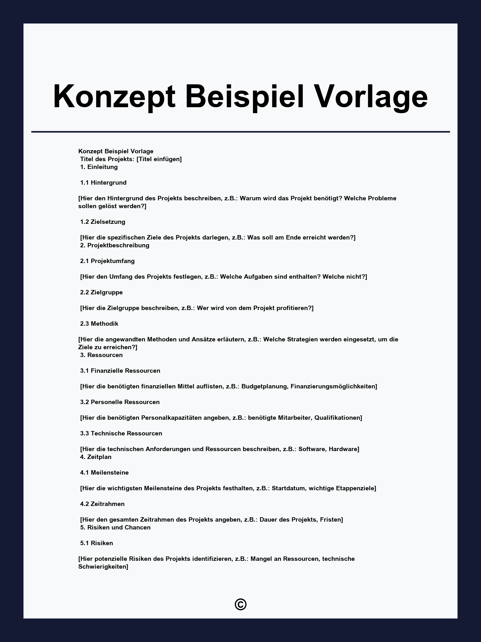 Konzept Beispiel Vorlage