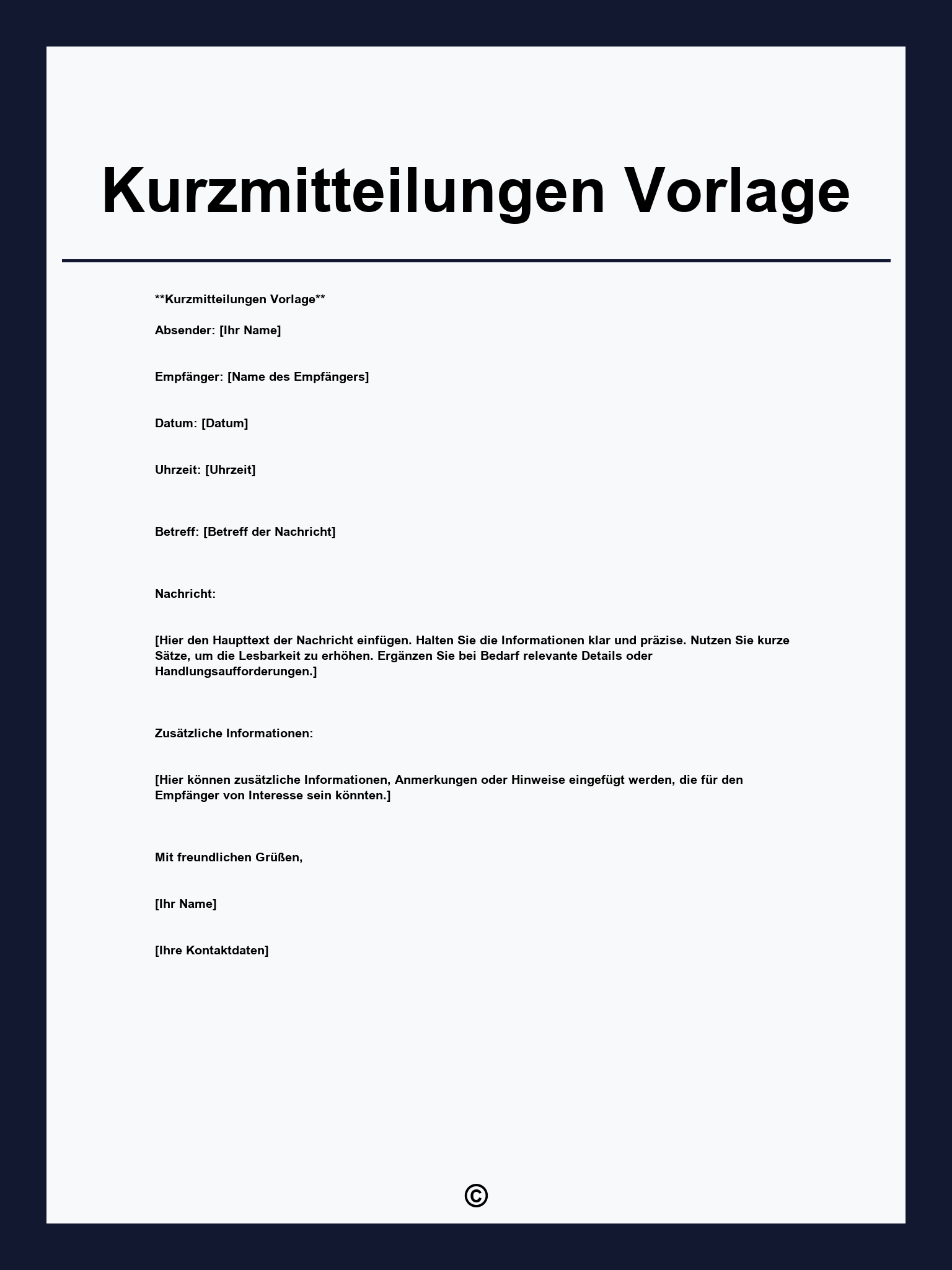 Kurzmitteilungen Vorlage