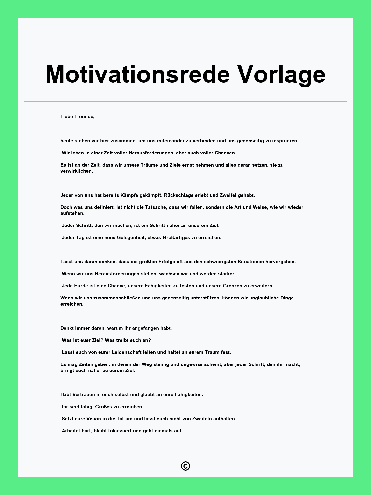 Motivationsrede Vorlage
