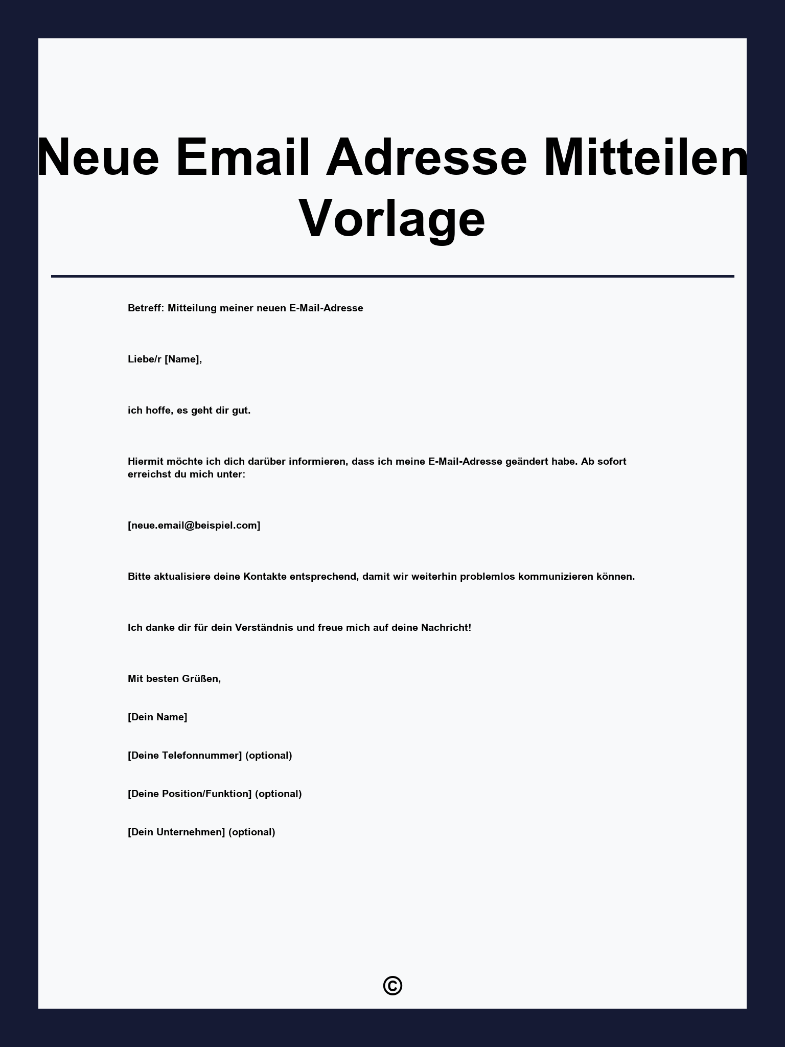 Neue Email Adresse Mitteilen Vorlage