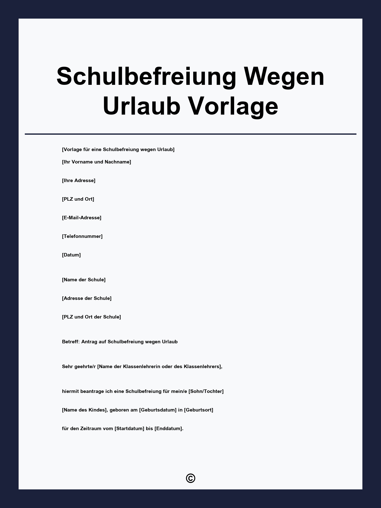 Schulbefreiung Wegen Urlaub Vorlage