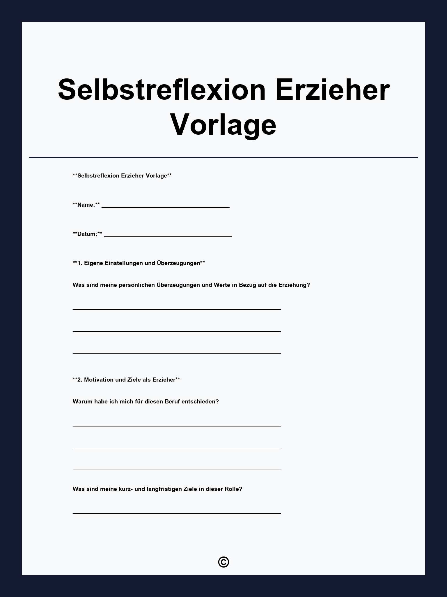 Selbstreflexion Erzieher Vorlage