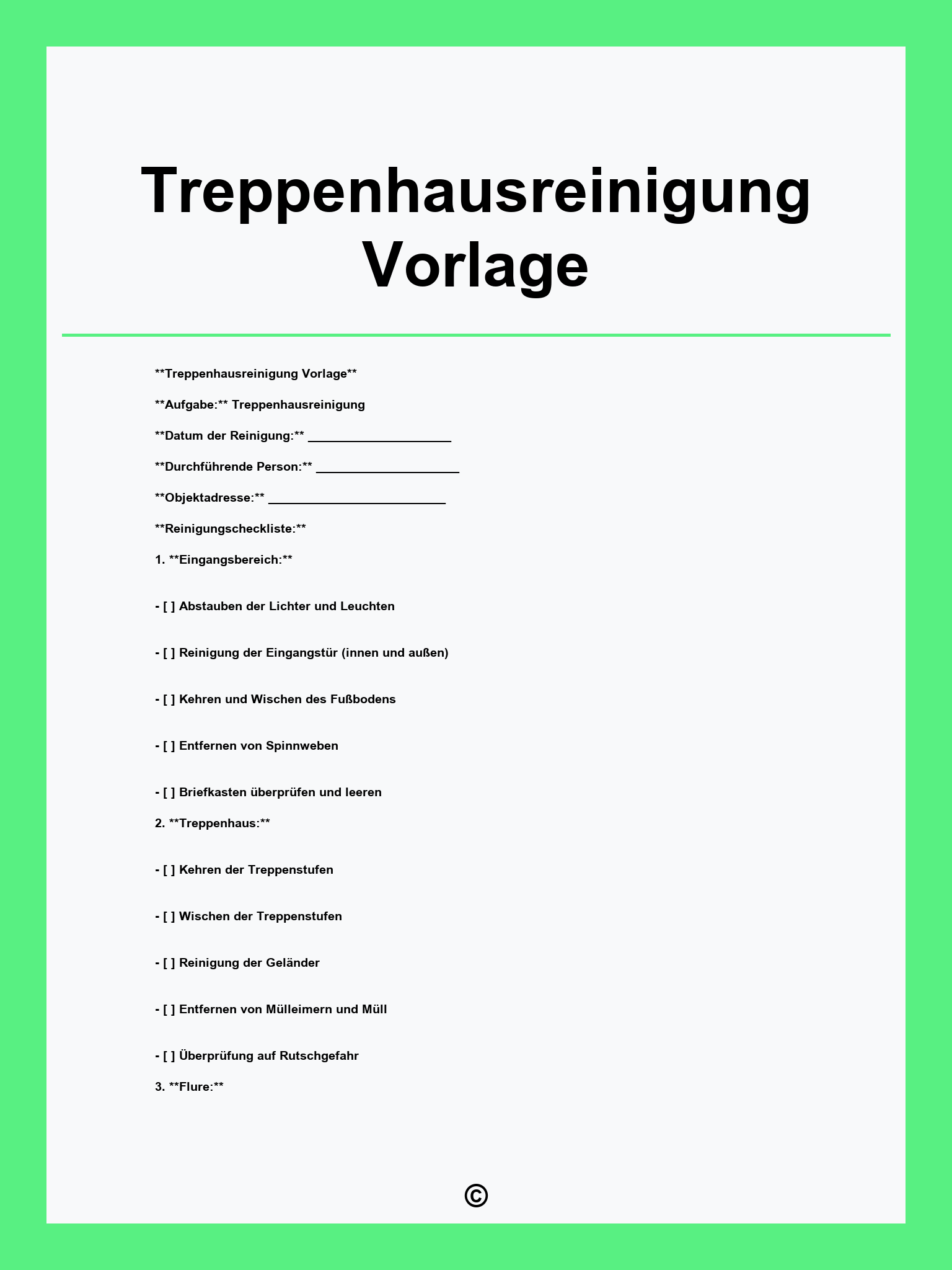 Treppenhausreinigung Vorlage