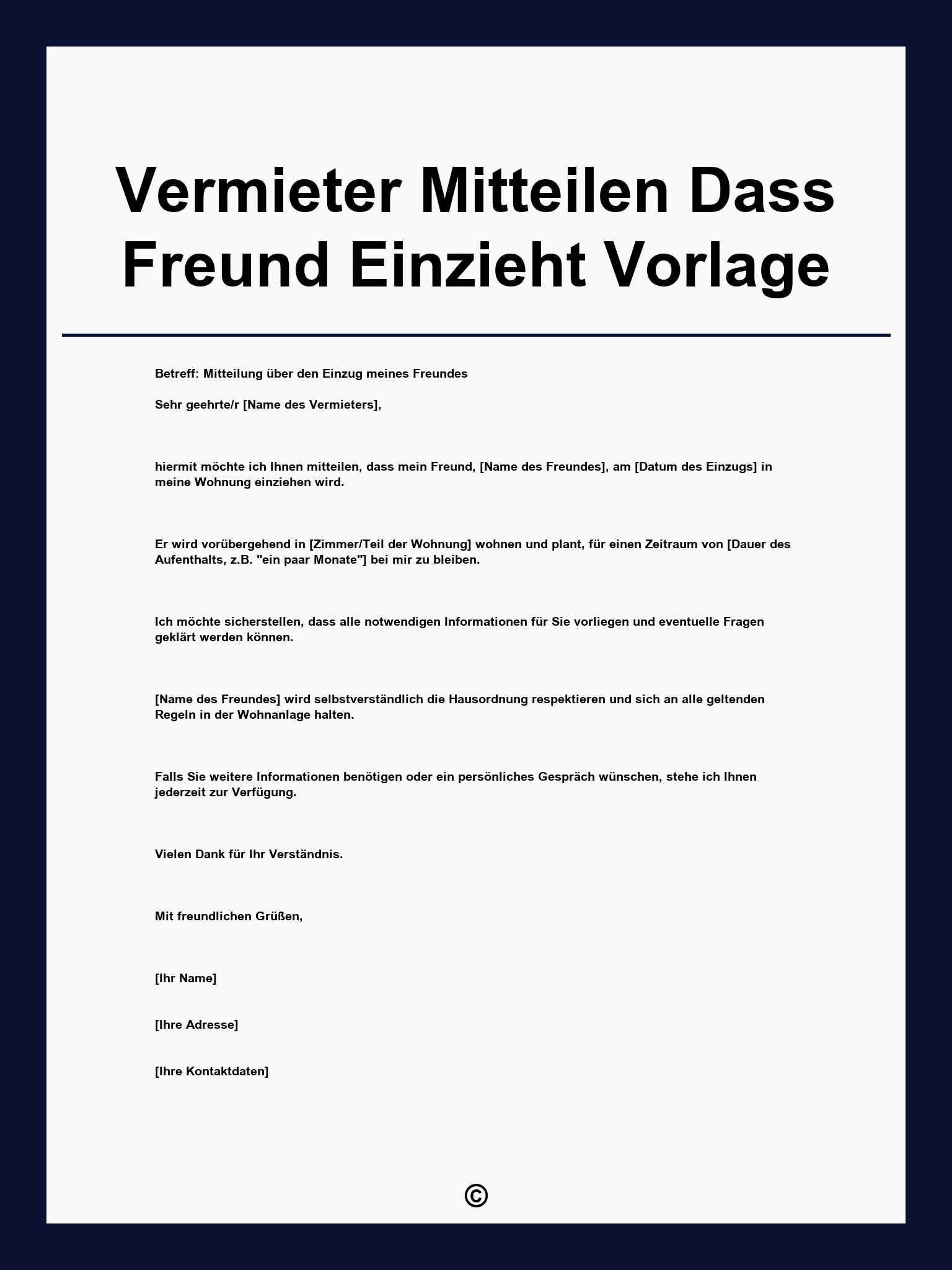 Vermieter Mitteilen Dass Freund Einzieht Vorlage
